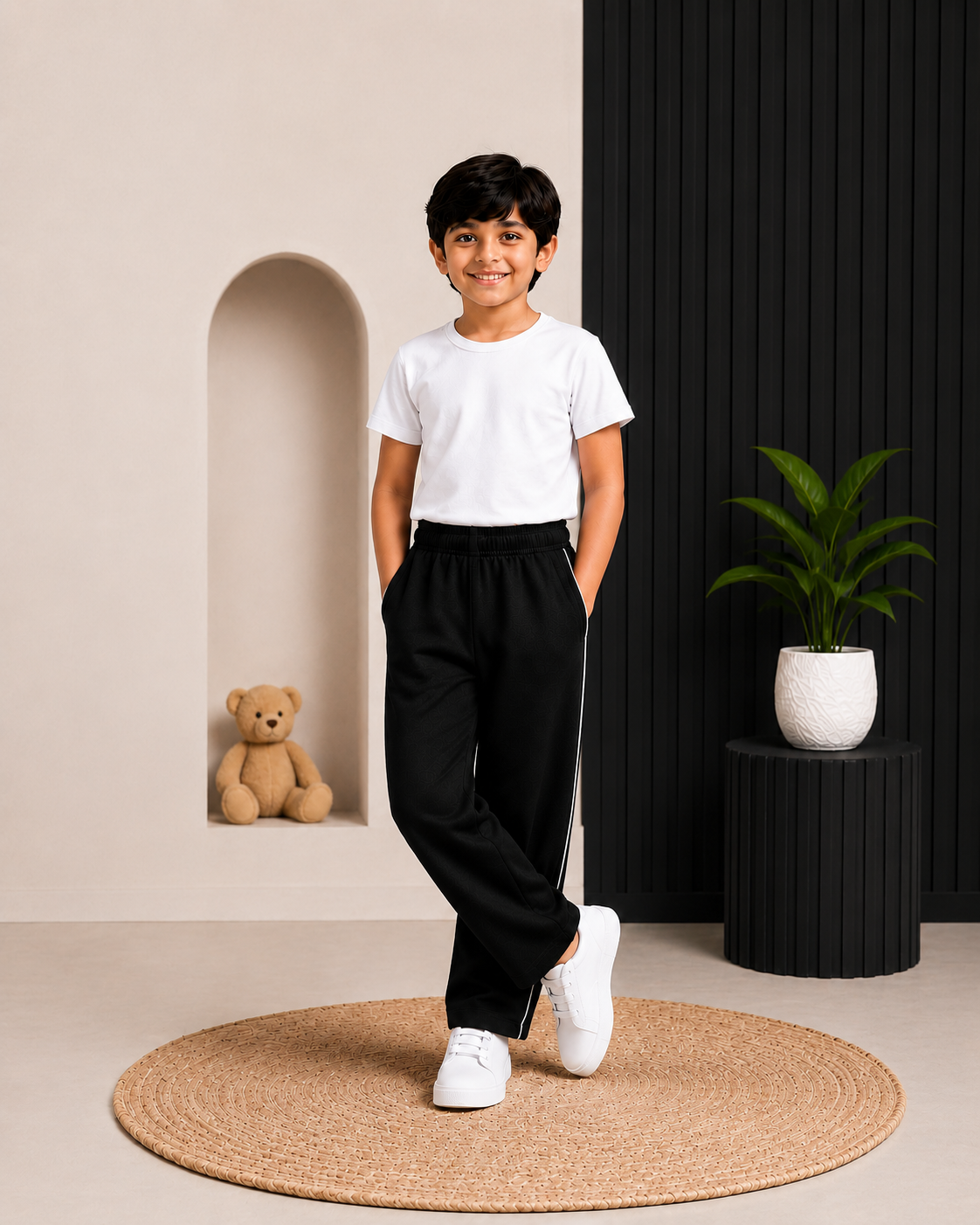 Boys Cotton Trouser-jet Black