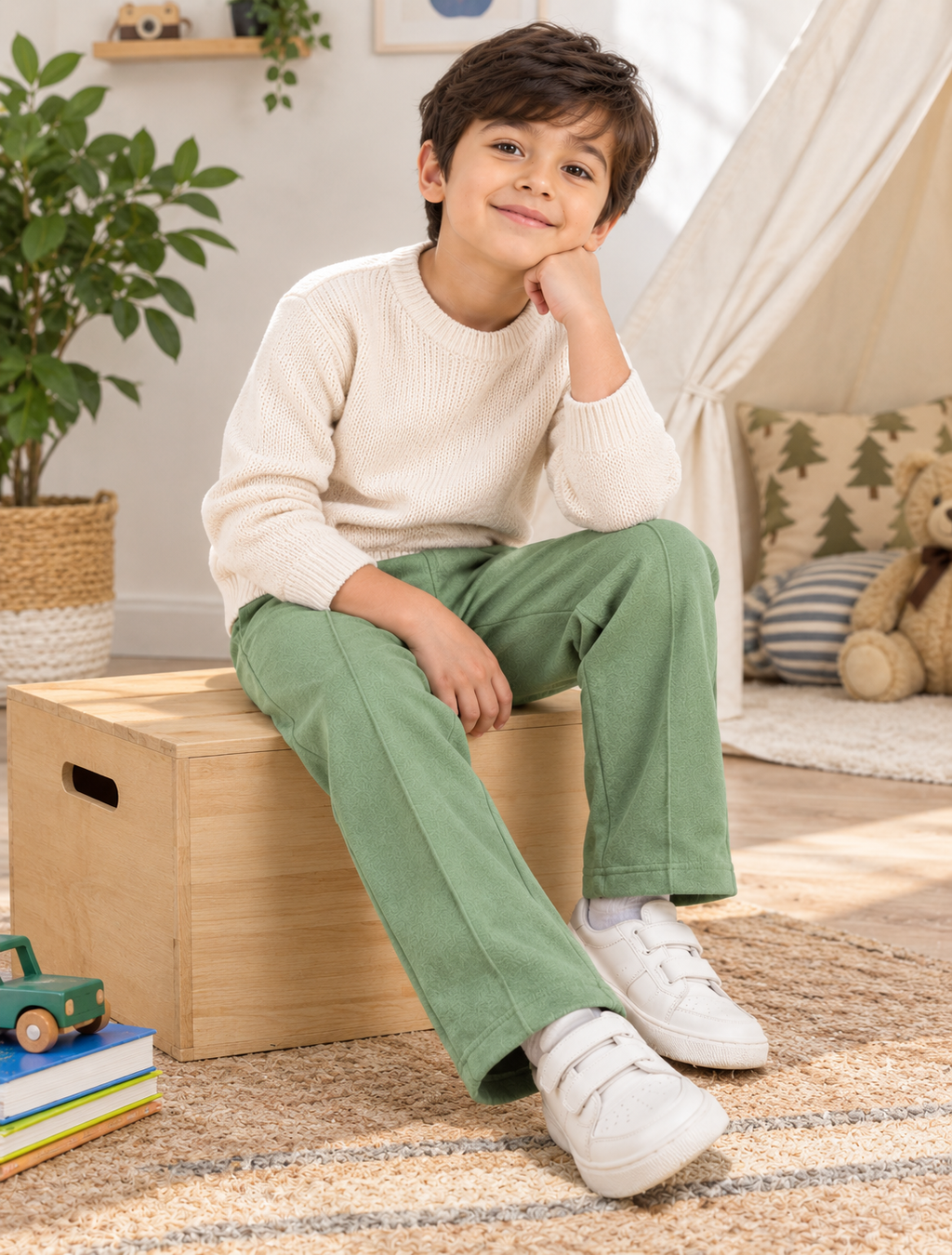 Olive Green - Premium Fleece Winter Trousers for both boys and girls