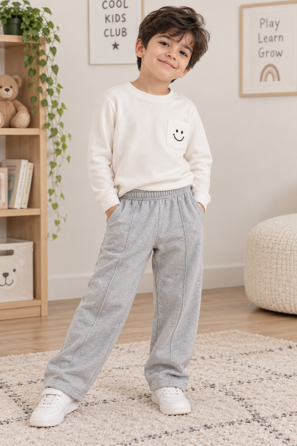 Light Grey-Premium Fleece Winter Trouser for both Girls and Boys