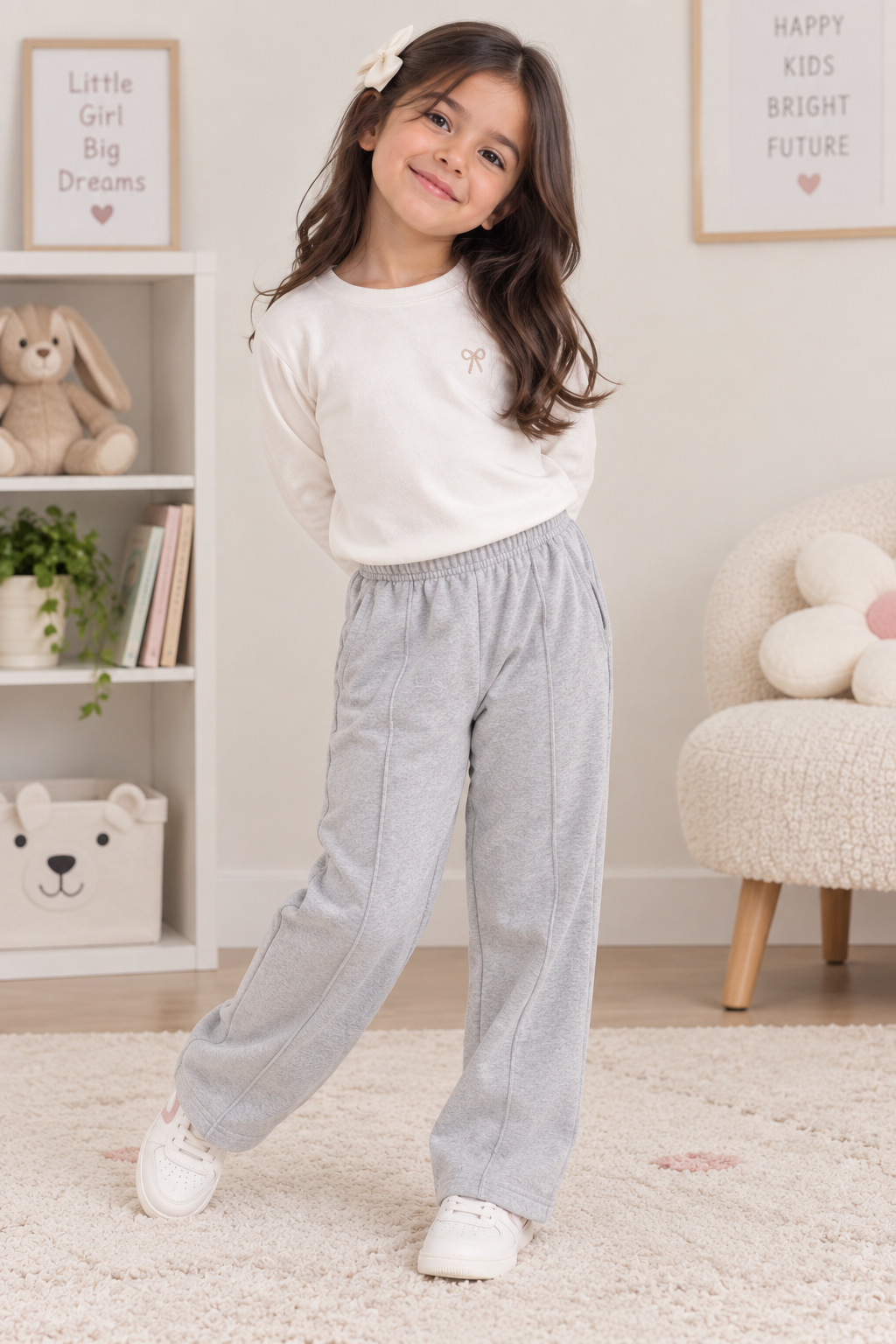 Light Grey-Premium Fleece Winter Trouser for both Girls and Boys