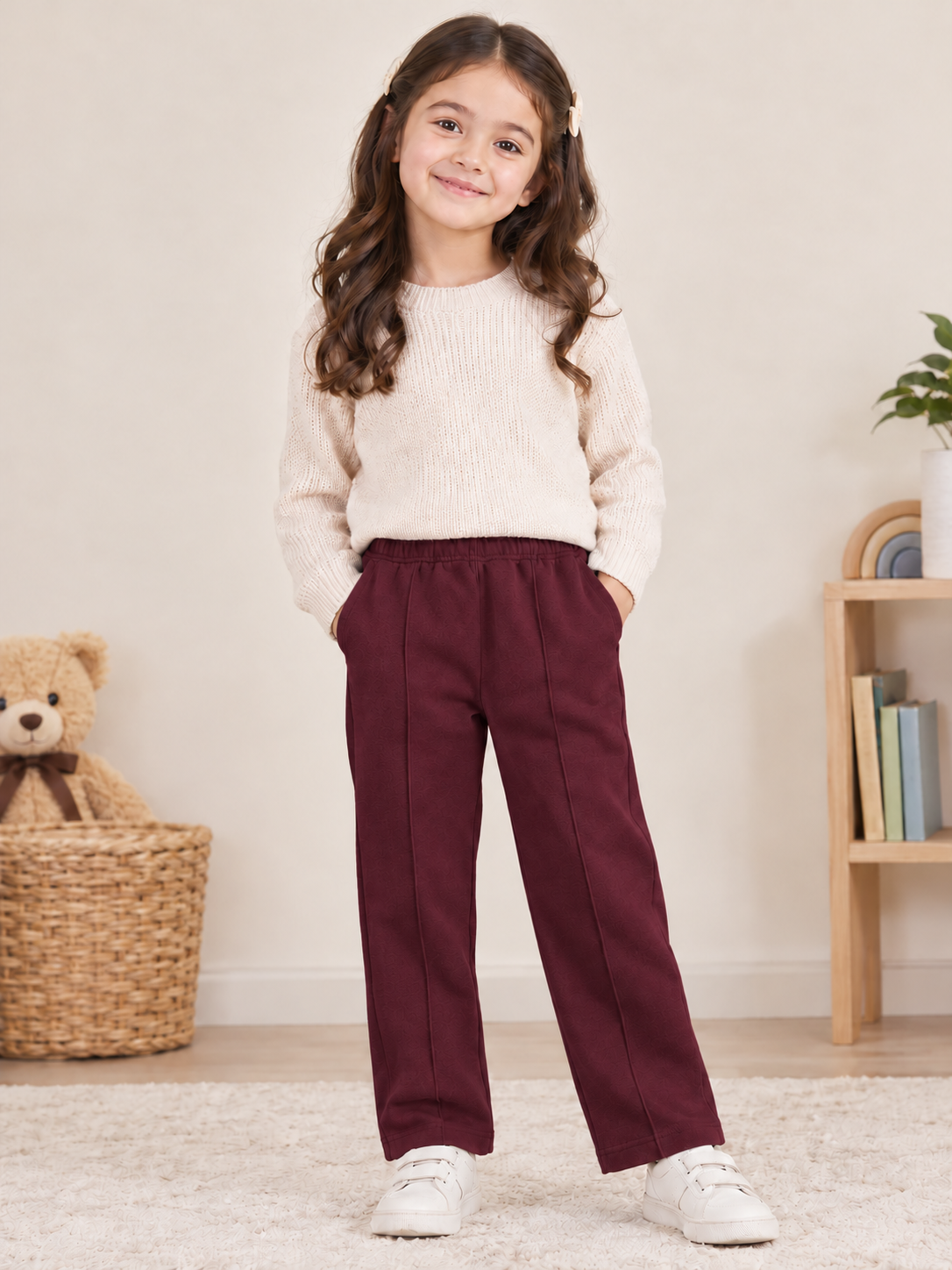 Burgundy – Premium Fleece Winter Trousers for both Girls and Boys