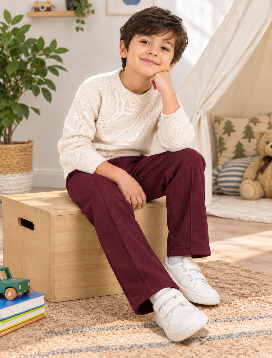 Burgundy – Premium Fleece Winter Trousers for both Girls and Boys