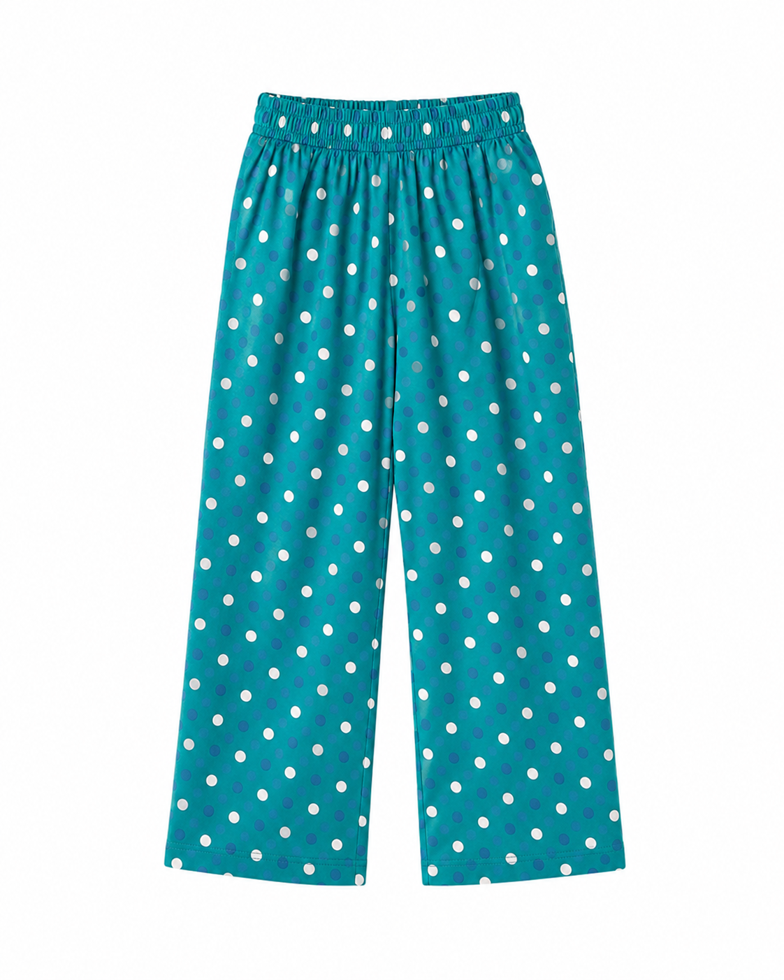 Girls Teal Polka Dot Wide Leg Trousers