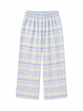 Girls Blue Geometric Print Wide Leg Trousers