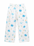 Girls Ocean Whale Print Cotton Palazzo Pants | Soft & Comfortable Everyday Trousers